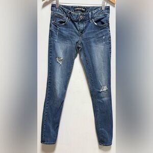 Express Blue Distressed Leggings Low Rise Jeans